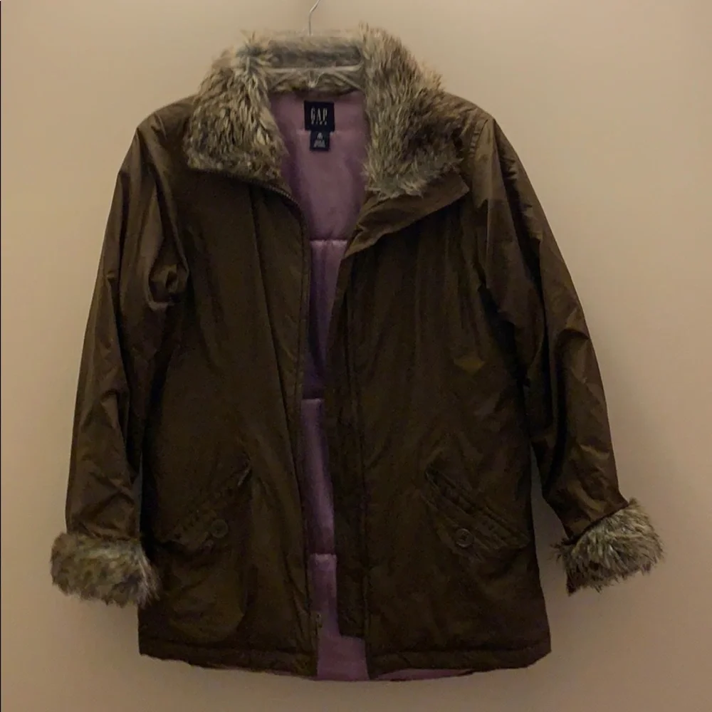 GAP Kids Girls Faux Fur Trim‎ Winter Jacket | Size M | Brown | Lightly Worn